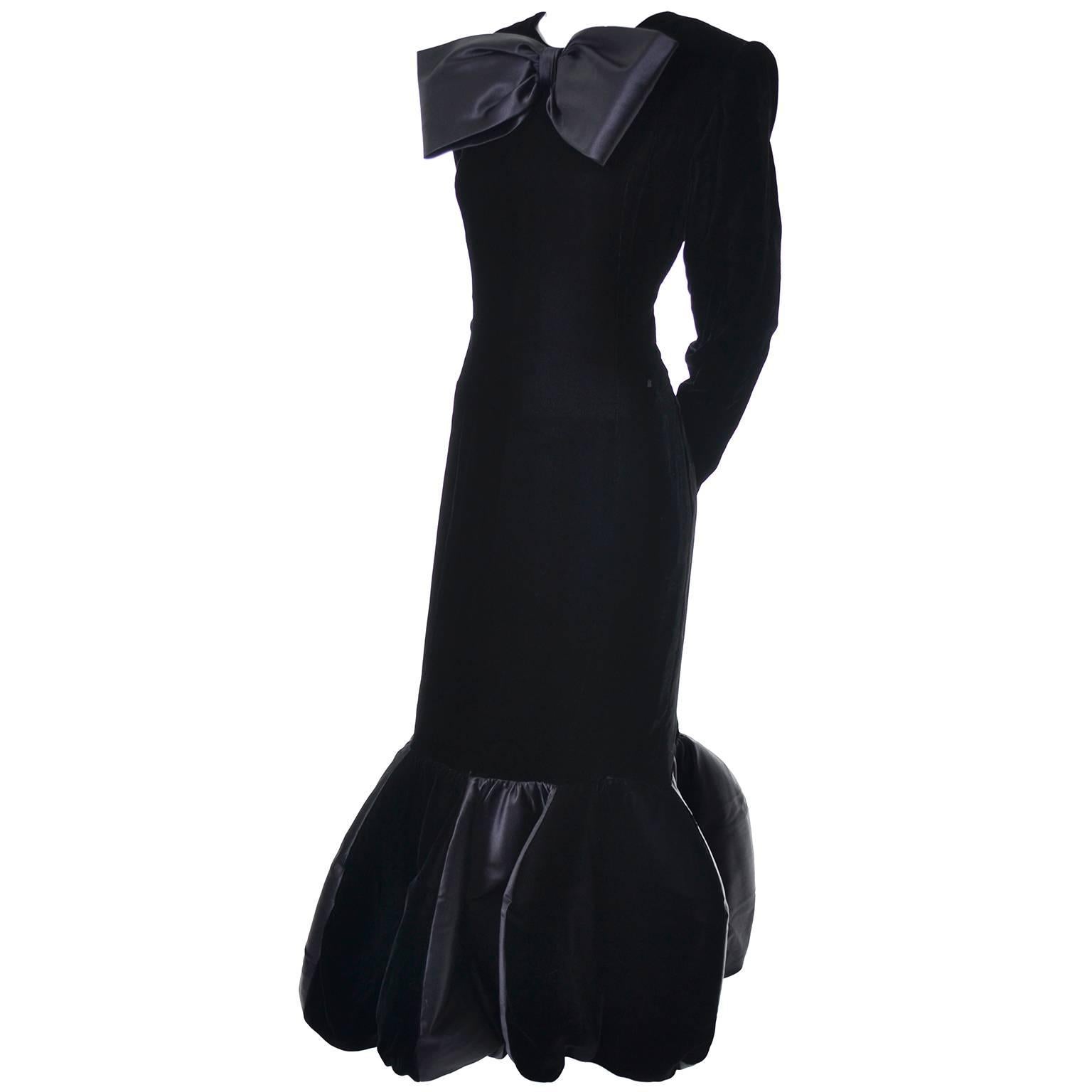 Avant Garde Givenchy Vintage Dress Black Velvet Statement Evening Gown 12 1