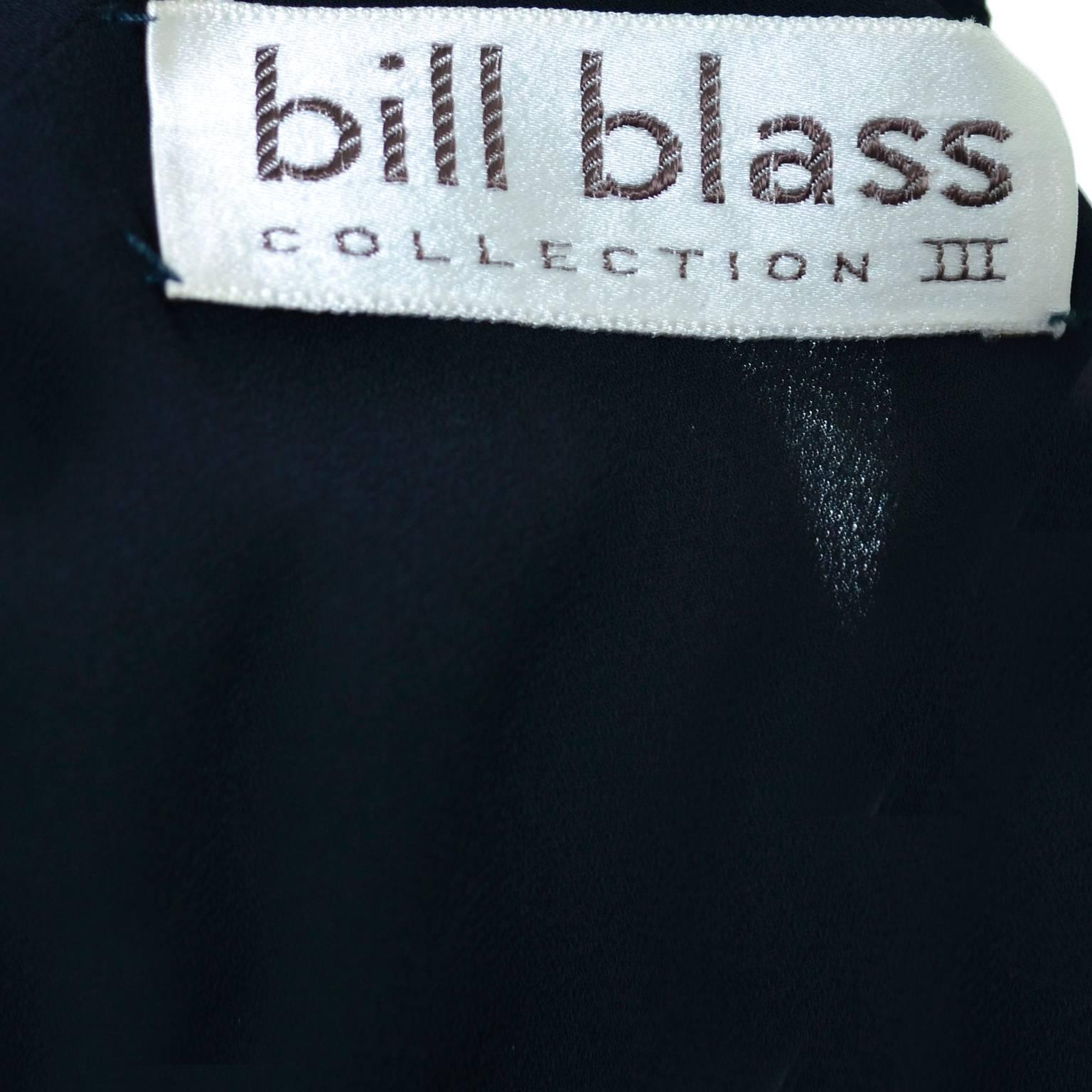 Bill Blass 1980s Vintage Cocktail Black Silk Dress With Ruffles & Layers Sz 6/8 1