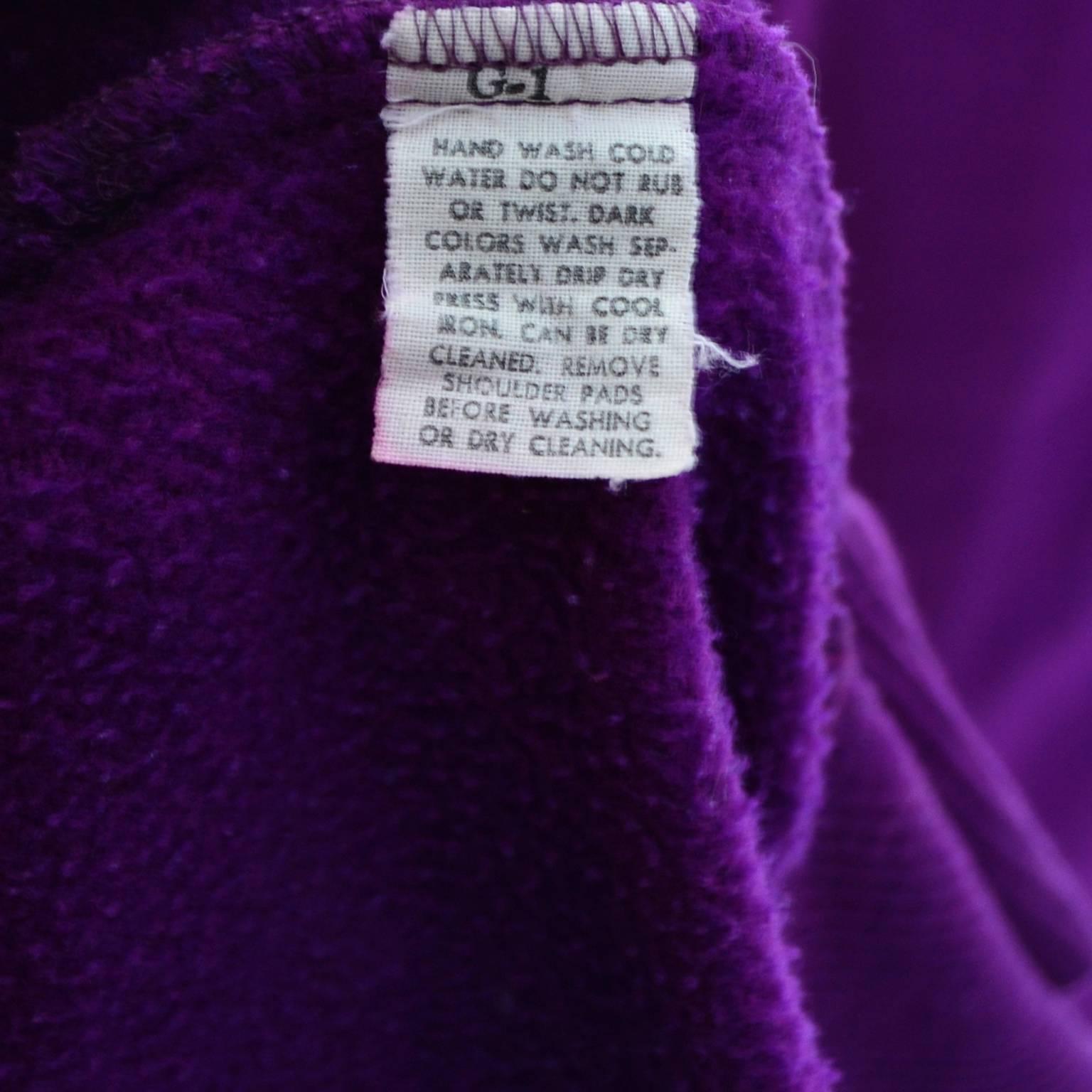 1980s Vintage Norma Kamali 2pc Dress Sweatshirt Top Skirt Purple Fleece S/M 2