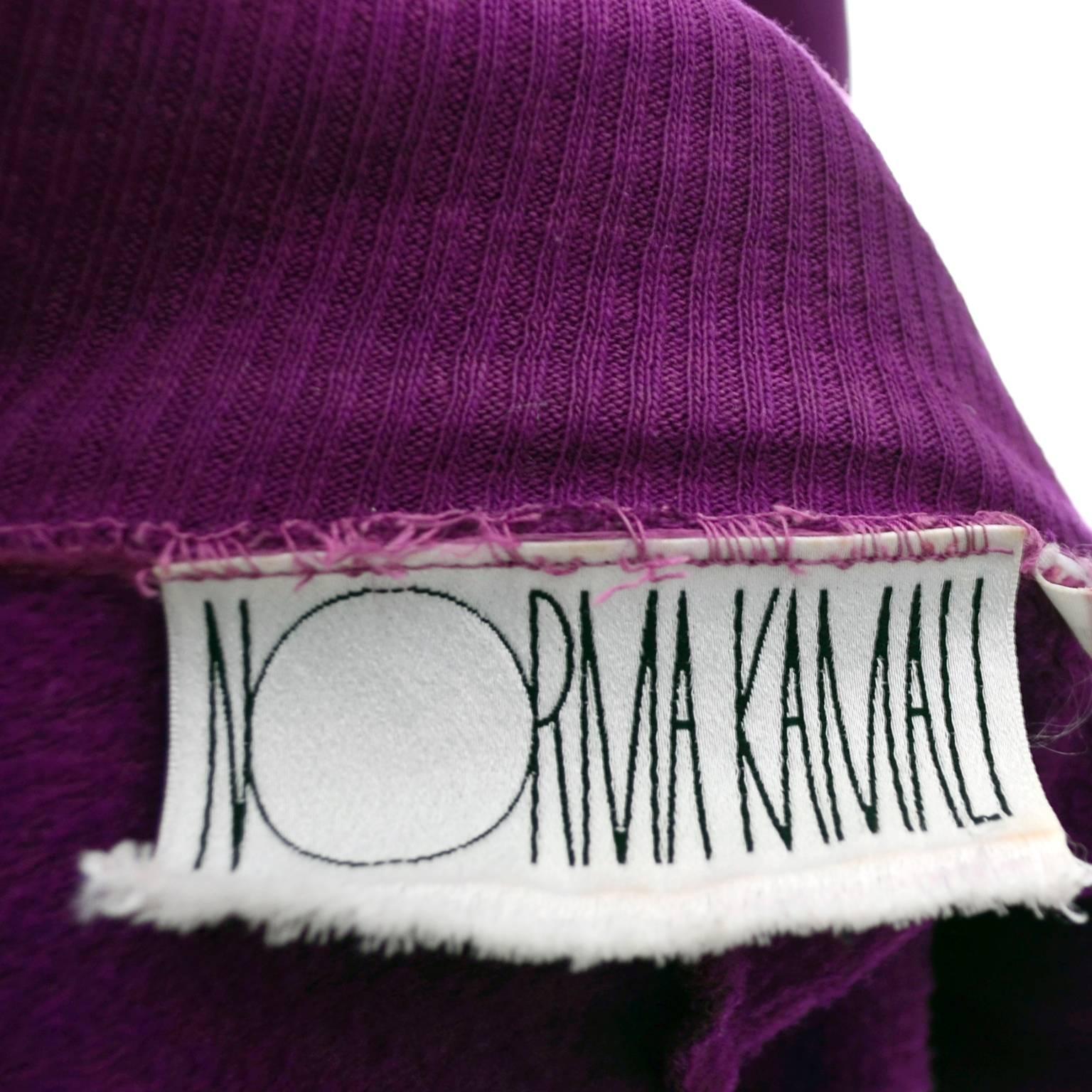 1980s Vintage Norma Kamali 2pc Dress Sweatshirt Top Skirt Purple Fleece S/M 3