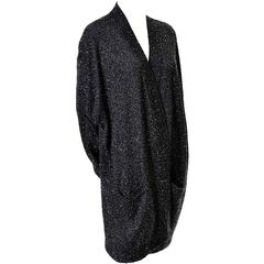 Donna Karan Black Label Metallic Beaded Cardigan Vintage Evening Jacket Large 2