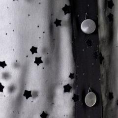 Giorgio Armani 1980s Vintage Black Sheer Flocked Velvet Stars Blouse 8