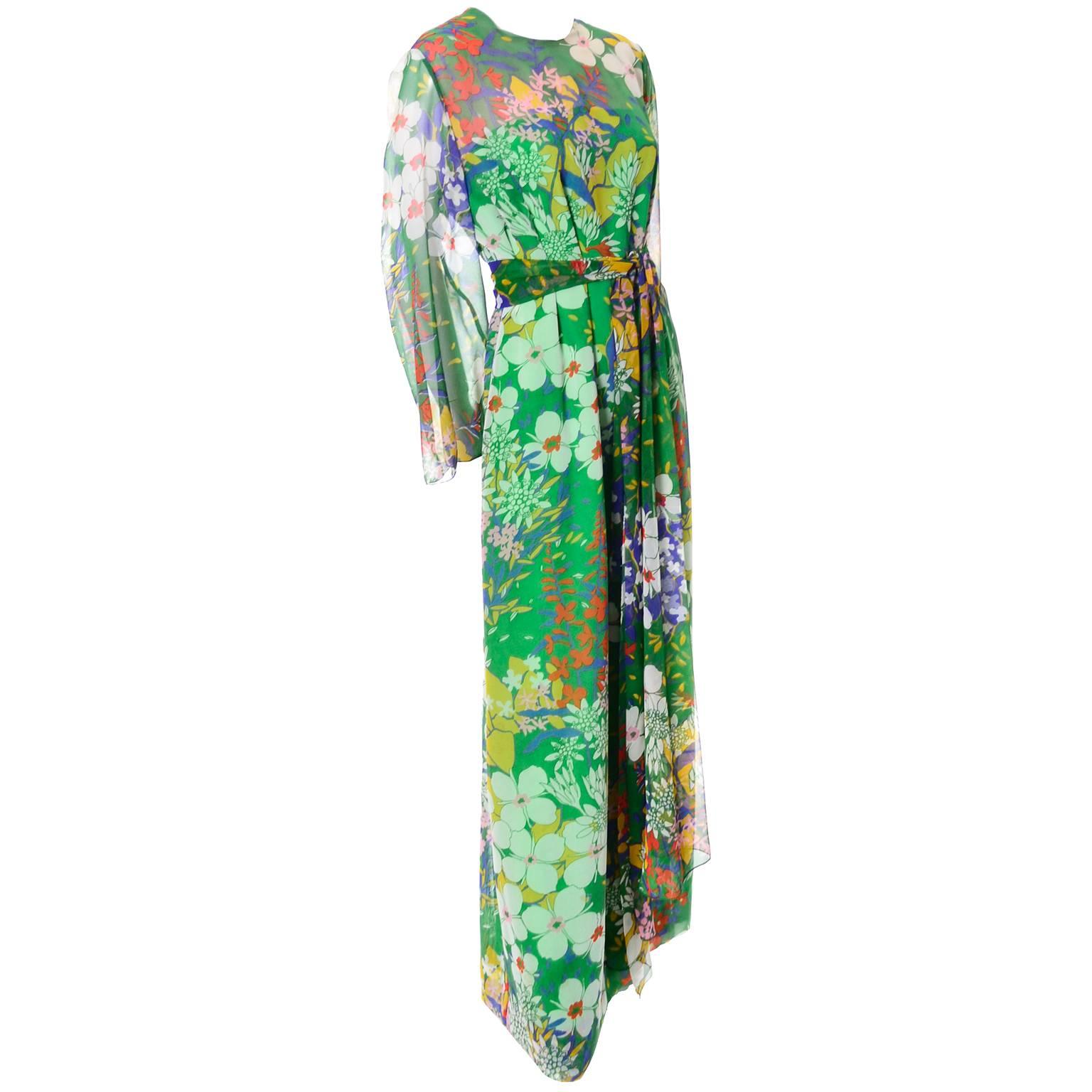 vintage green floral dress