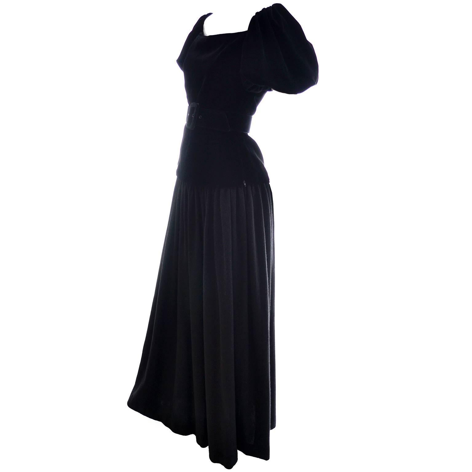 Yves Saint Laurent Vintage YSL Dress 2 pc Black Evening Gown 1970s Size 36  US 2 In Good Condition In Portland, OR