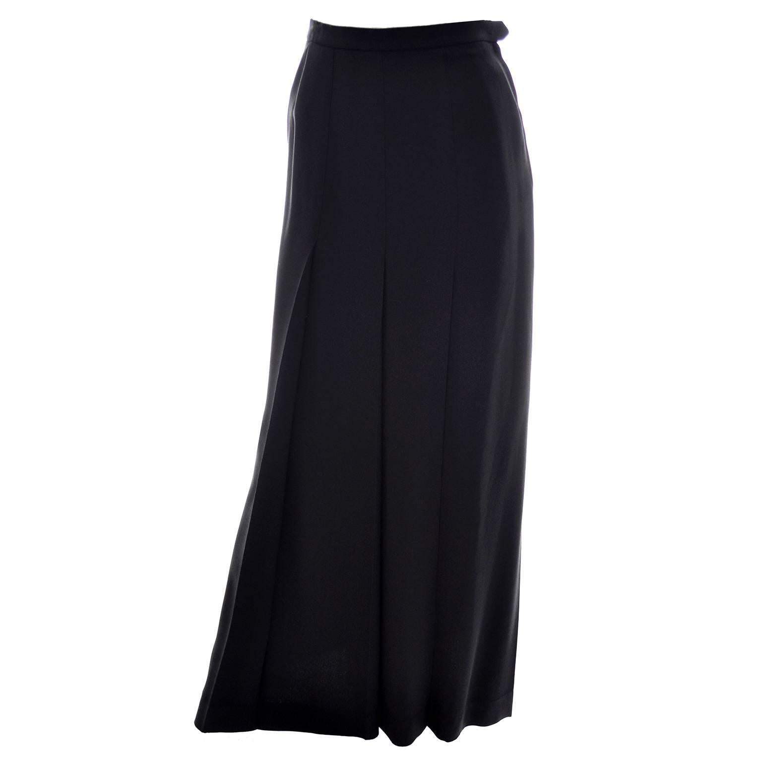Black Vintage YSL 2pc Dress Velvet Jacket Rayon Evening Skirt Yves Saint Laurent 34