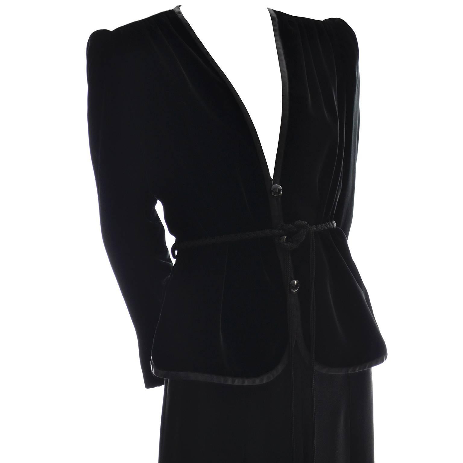 Women's Vintage YSL 2pc Dress Velvet Jacket Rayon Evening Skirt Yves Saint Laurent 34