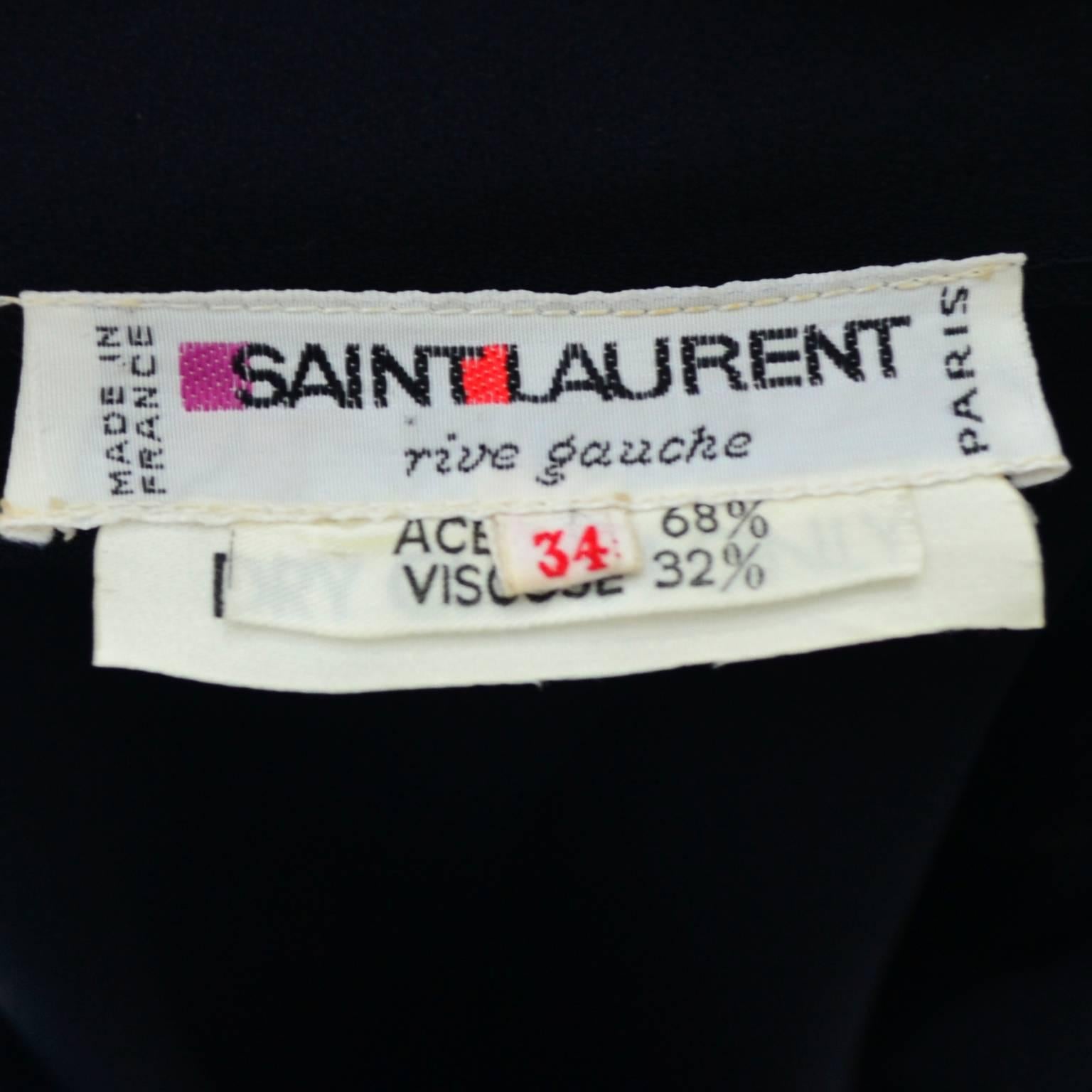 Vintage YSL 2pc Dress Velvet Jacket Rayon Evening Skirt Yves Saint Laurent 34 3