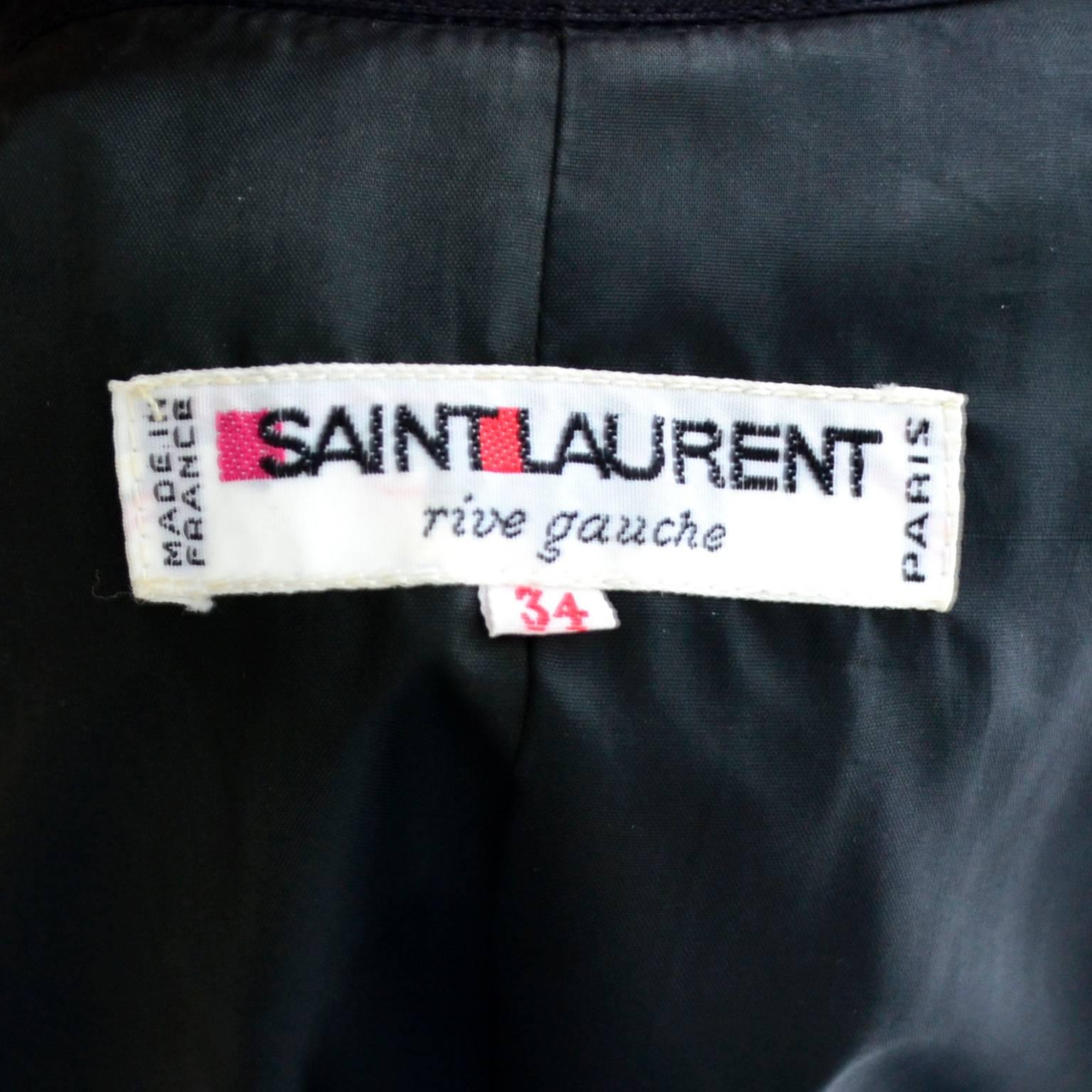 Vintage YSL 2pc Dress Velvet Jacket Rayon Evening Skirt Yves Saint Laurent 34 4