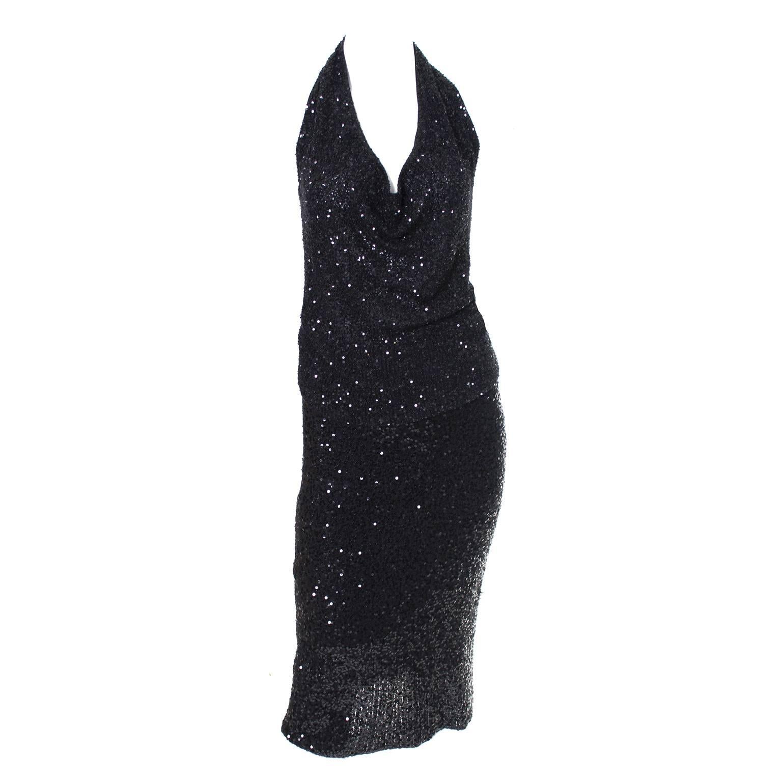 1990s Vintage Donna Karan 2pc Cashmere Silk Evening Dress W Sequins & Cardigan For Sale