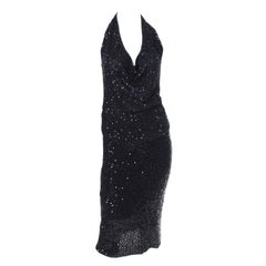 Donna Karan - Robe de soirée 2 pièces en cachemire et soie avec sequins et cardigan, vintage, années 1990