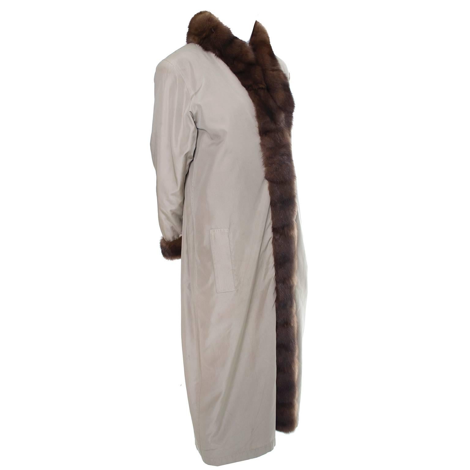 YSL Vintage Raincoat Fur Lined Trench Coat Yves Saint Laurent Fourrures M/L For Sale