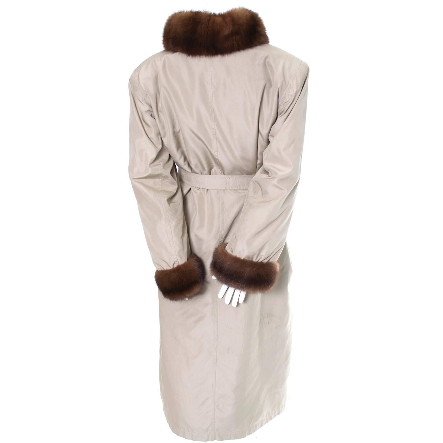 Women's YSL Vintage Raincoat Fur Lined Trench Coat Yves Saint Laurent Fourrures M/L