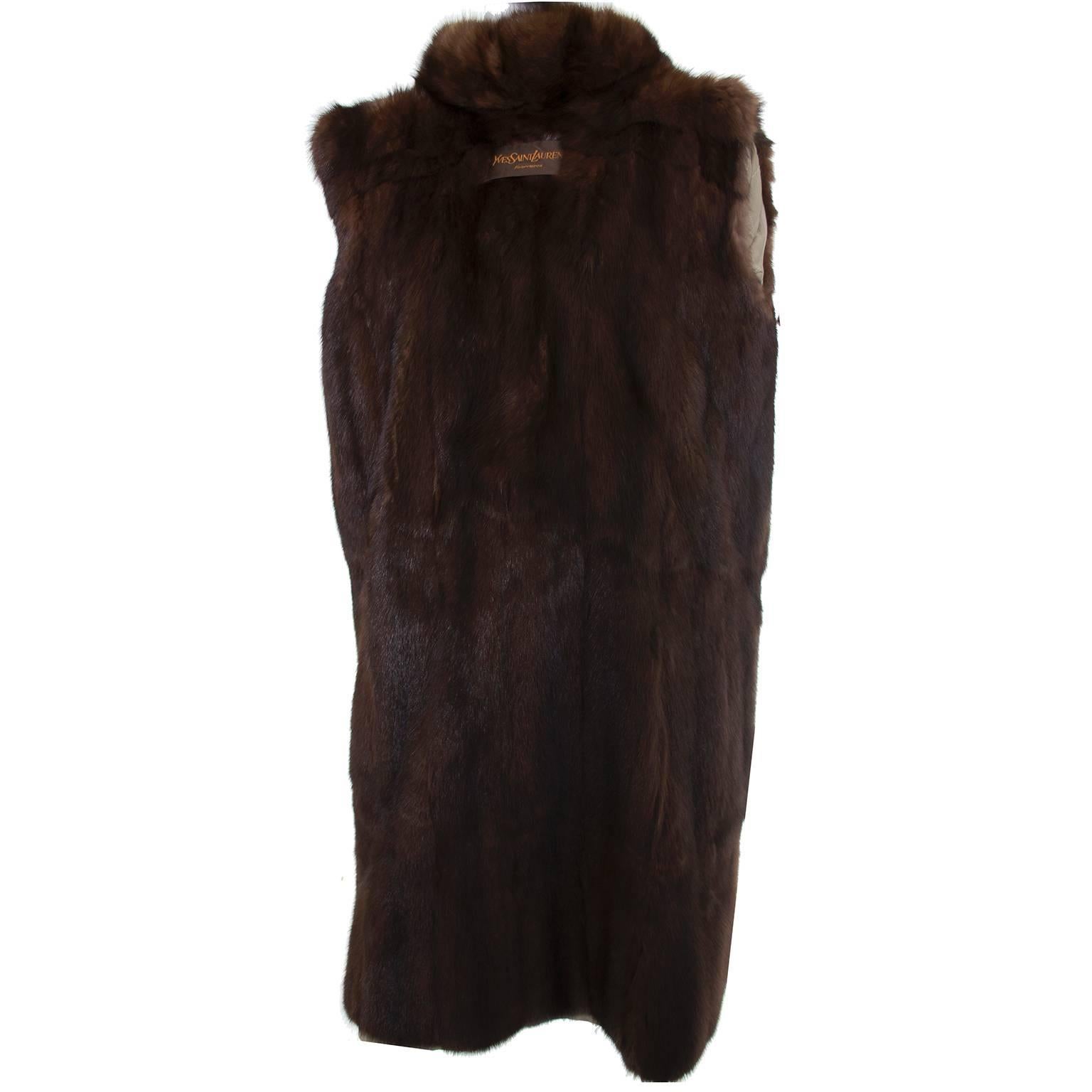 Gray YSL Vintage Raincoat Fur Lined Trench Coat Yves Saint Laurent Fourrures M/L