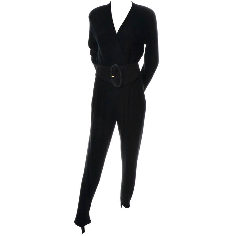 Donna Karan Black Label Vintage Wool Stirrup Jumpsuit Suede With Belt 10 at  1stDibs | donna karan label, donna karan jumpsuit, donna karan black  jumpsuit