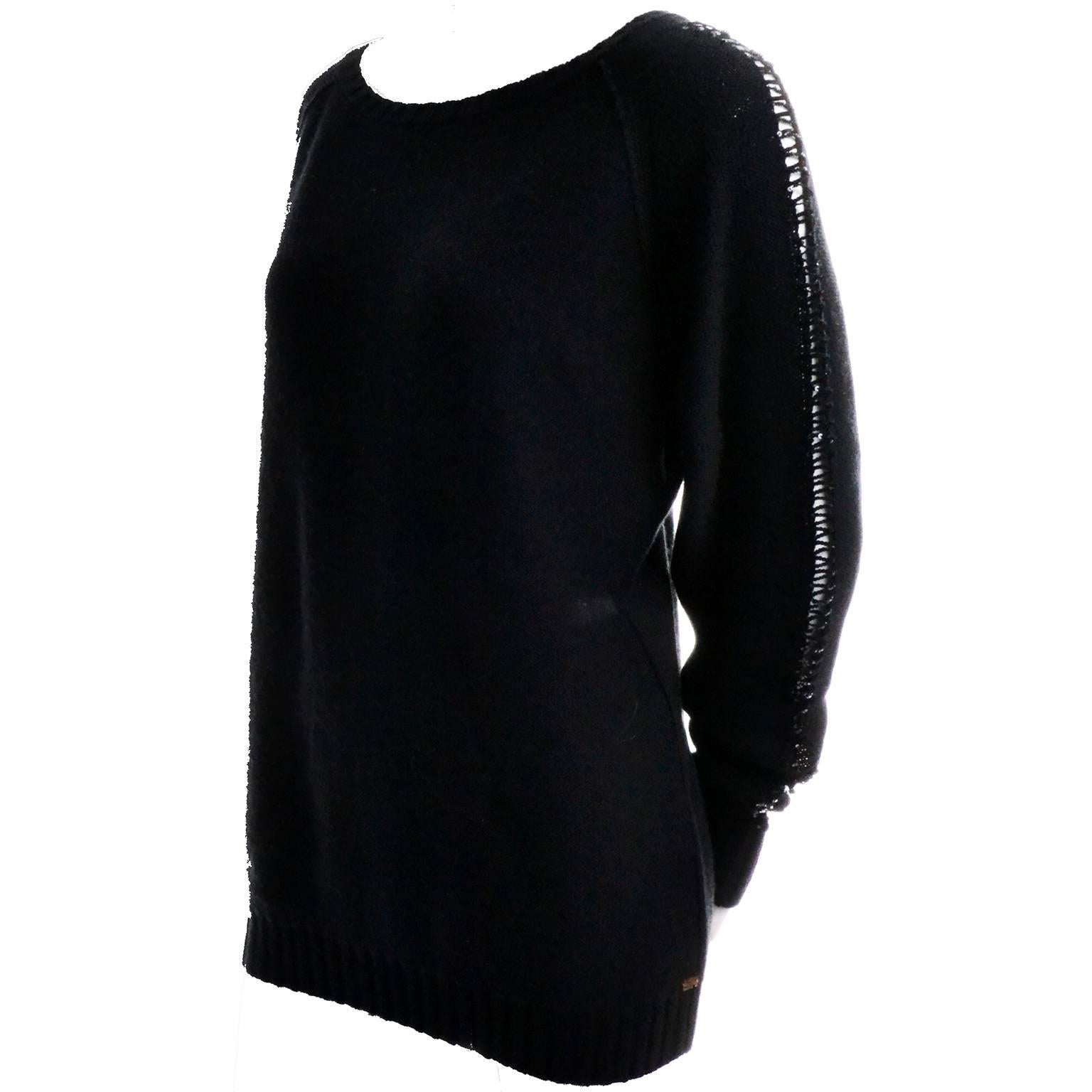 Sonia Rykiel Vintage Sweater With Sequins & Peek A Boo Sleeves Made in France For Sale