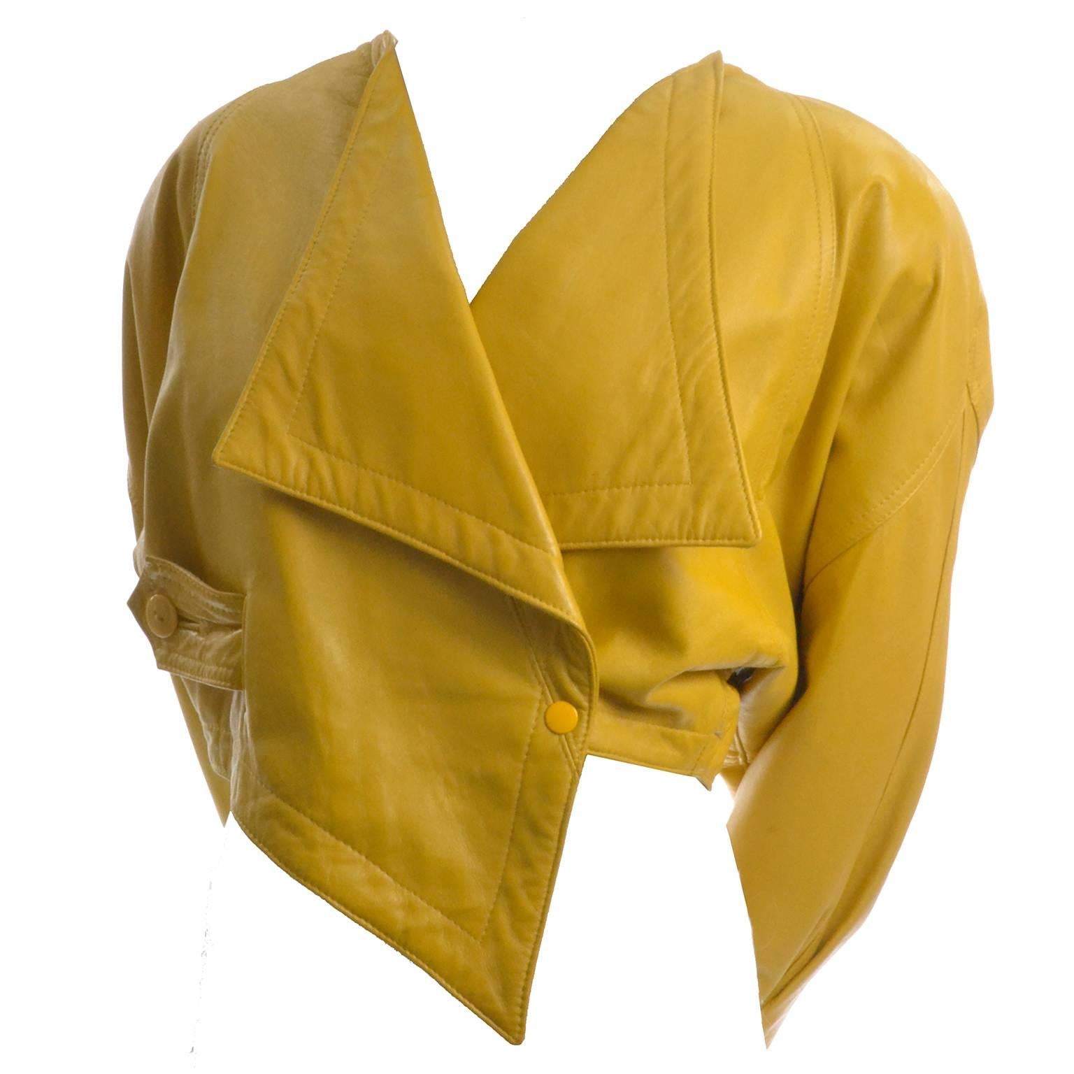 yellow leather blazer