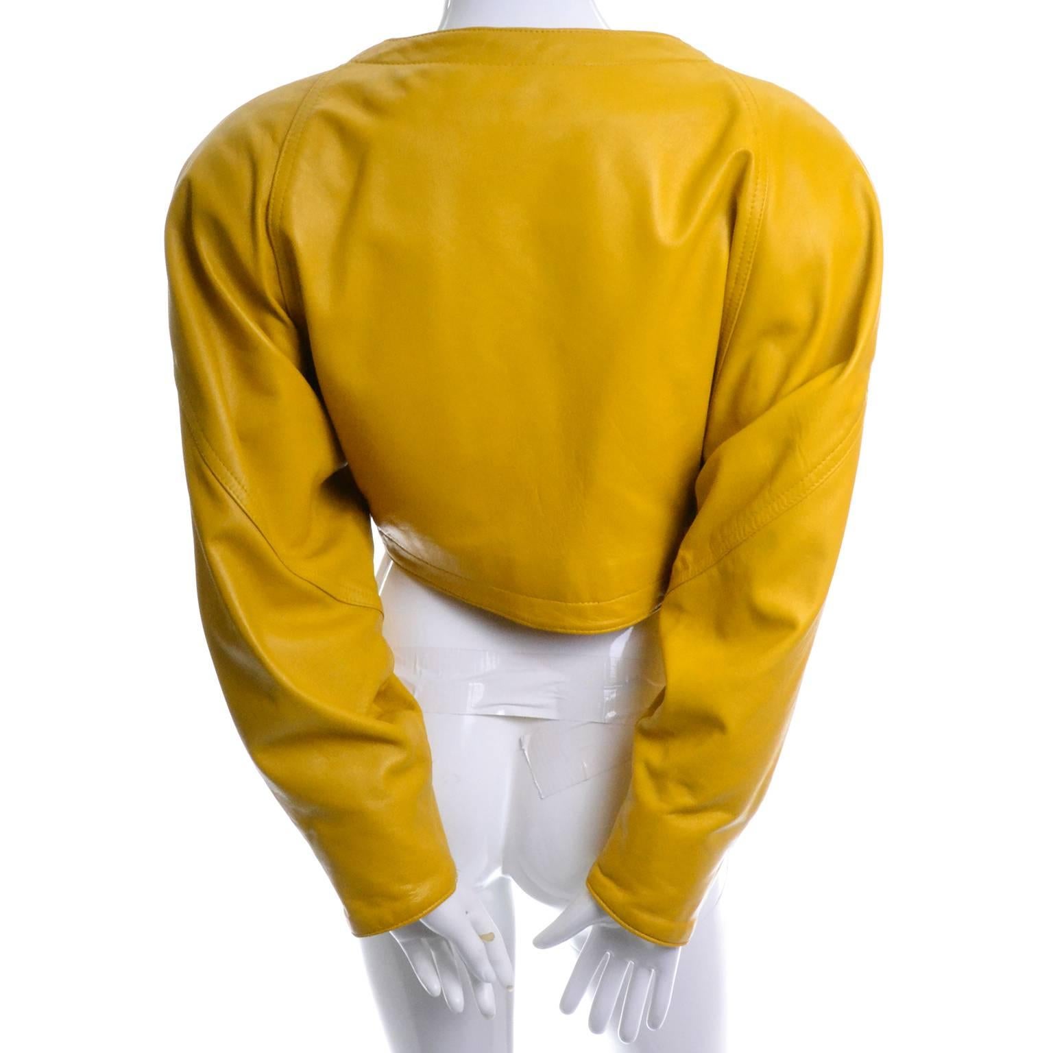 Women's Giovinezza Moda Rocco D'Amelio Avant Garde Vintage 1980's Yellow Leather Jacket