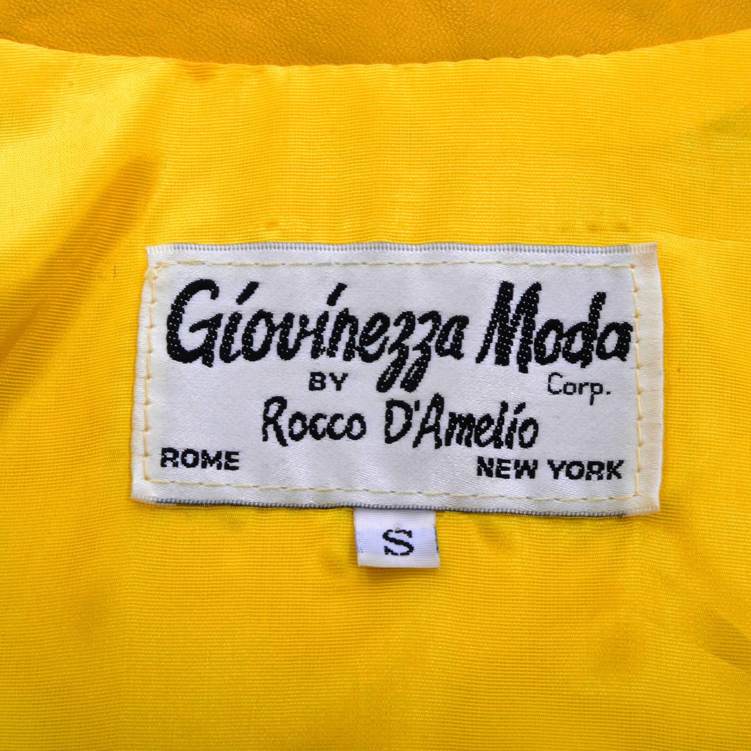 Giovinezza Moda Rocco D'Amelio Avant Garde Vintage 1980's Yellow Leather Jacket 1