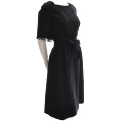 1960er Edward Abbott Vintage Schwarzes Vintage-Kleid mit Cropped Bolero-Jacke und Glasperlen 6