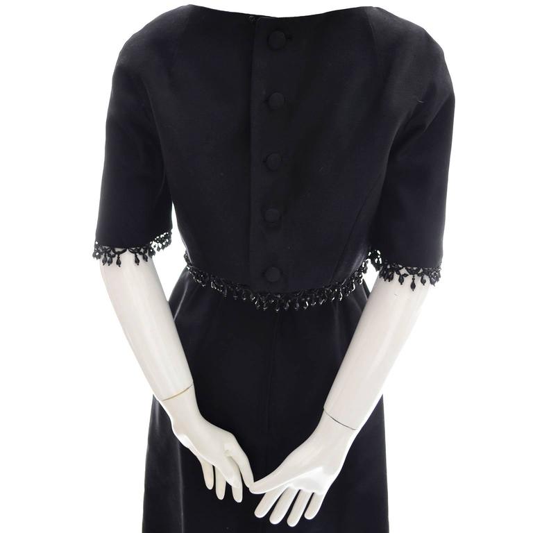 1960s Edward Abbott Vintage Black Dress with Cropped Bolero Jacket Glass Beads 6 For Sale 3