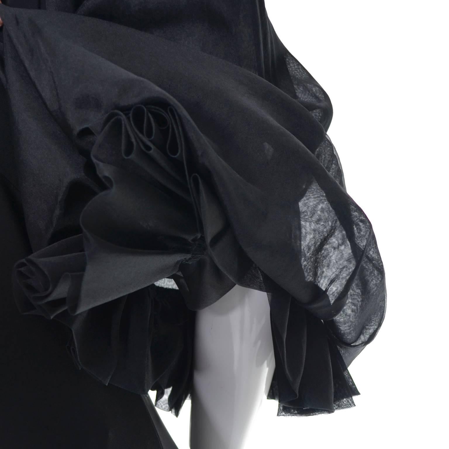 Black ABS Allen Schwartz Collection Statement Sleeves Vintage Dress Medium