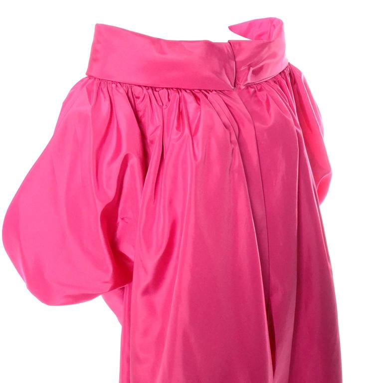 Vintage Pink Satin Evening Coat Dramatic Statement Sleeves Medium at ...