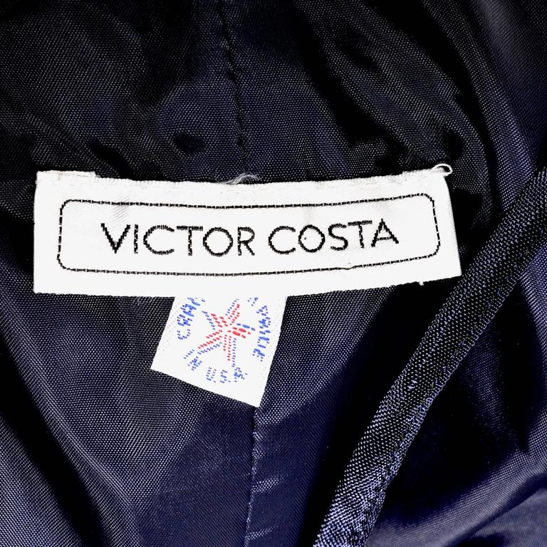 Navy Blue Victor Costa Evening Gown Vintage Dress Off Shoulder 6 at ...