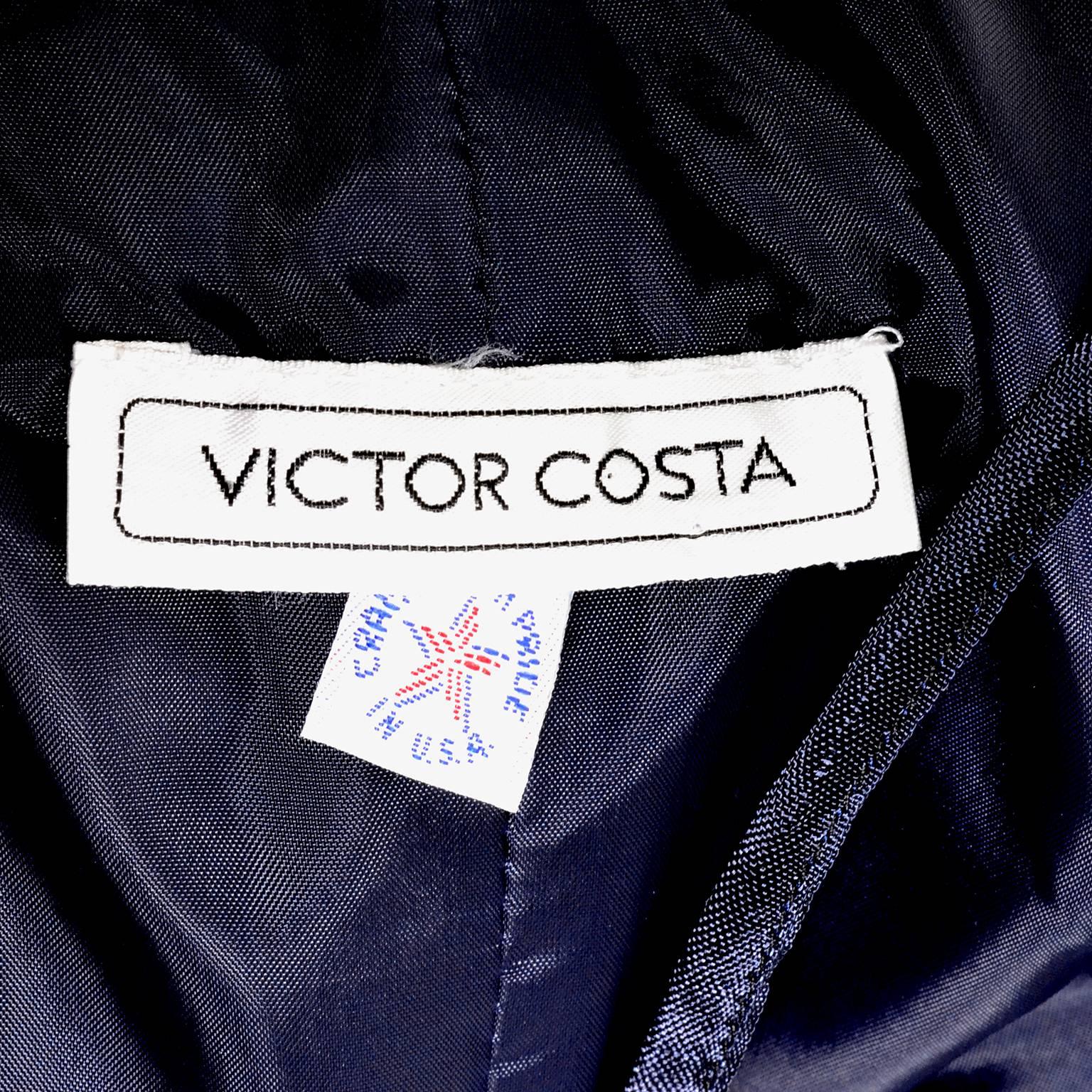Women's Navy Blue Victor Costa Evening Gown Vintage Dress Off Shoulder 6