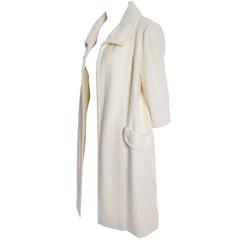1960s Manor Bourne for I Magnin Cream Winter White Boucle Wool Vintage Coat 12