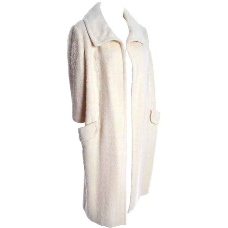 1960s Manor Bourne for I Magnin Cream Winter White Boucle Wool Vintage