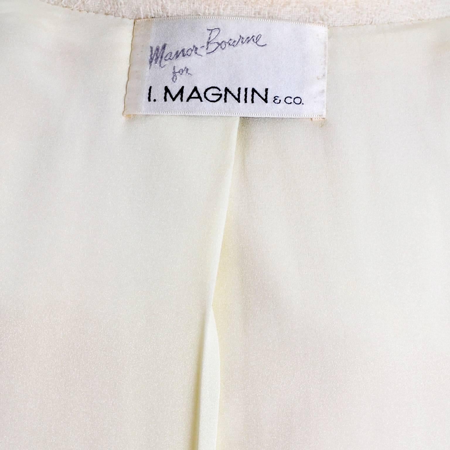 1960s Manor Bourne for I Magnin Cream Winter White Boucle Wool Vintage Coat 1