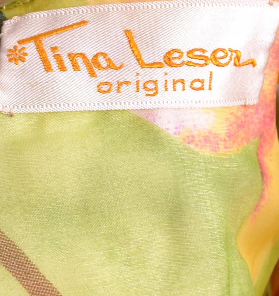 Deadstock Vintage Tina Leser Wide Leg Jumpsuit & Vest In Bold Floral Print  In New Condition In Portland, OR
