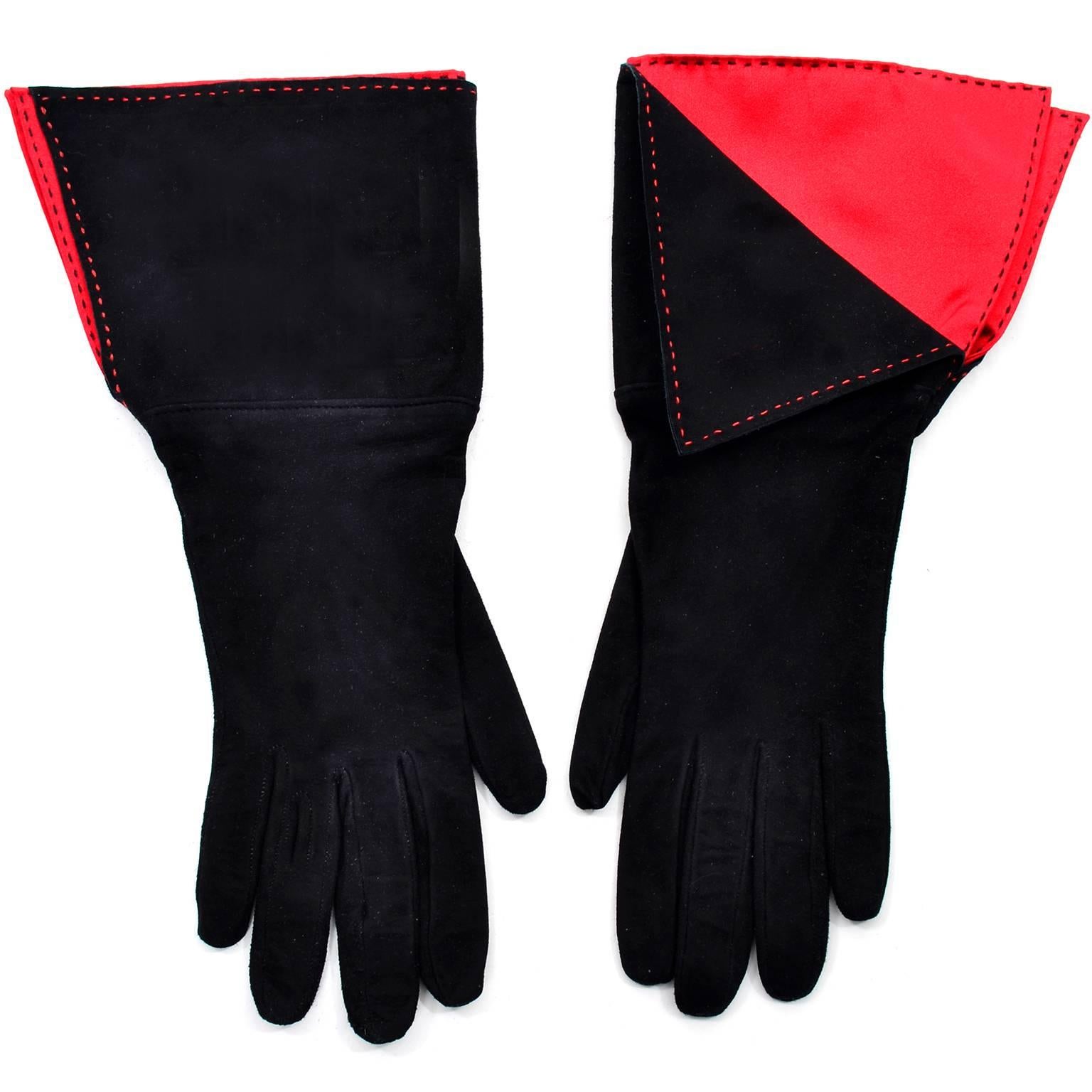 Black Paloma Picasso 3Pc Vintage Accessories Gauntlet Gloves Clutch Handbag Wrap Scarf