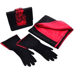 Paloma Picasso 3Pc Vintage Accessories Gauntlet Gloves Clutch Handbag Wrap Scarf