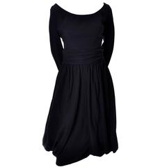 Mr. Blackwell Vintage Black Silk Crepe Dress Fly Away Panels Mid Century 8/10 3
