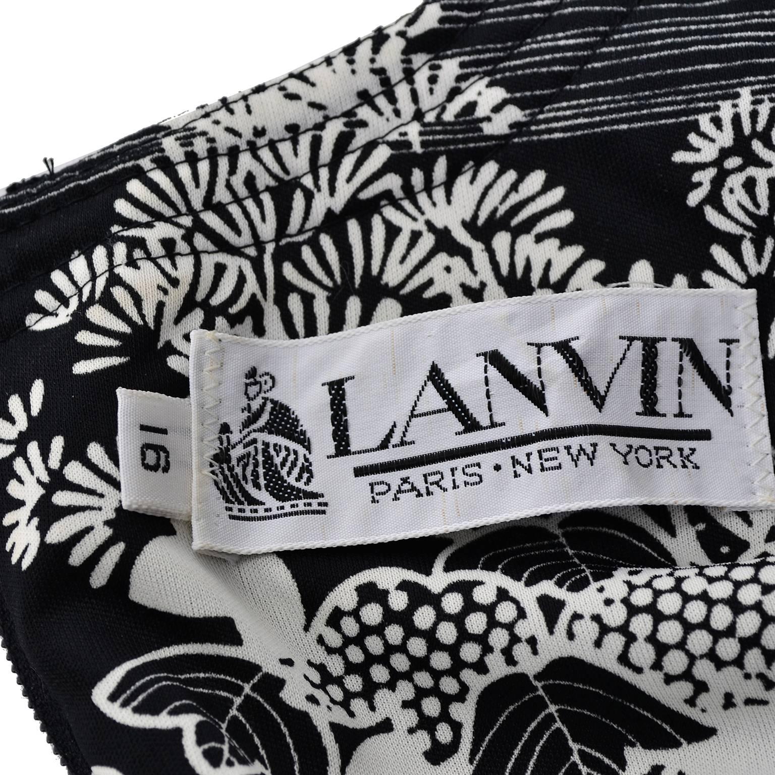 Lanvin 1970s Vintage 2pc Jersey Dress With Sash Black & White Print 4