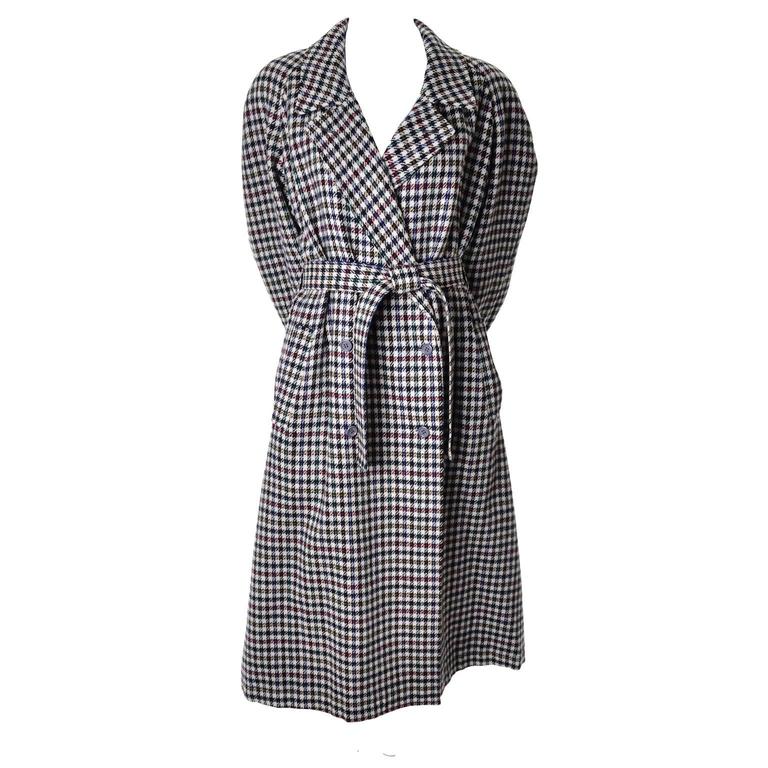 1980s Kenzo Vintage Coat Wool Houndstooth Plaid Check Multi Color at ...