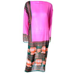 Bob Bugnand Boutique Paris New York Vintage Pink Caftan Tunic With Scarf