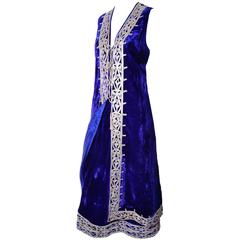 1960s Vintage Afghanistan Blue Velvet Skirt Waistcoat Outfit Pashtun Embroidery 10