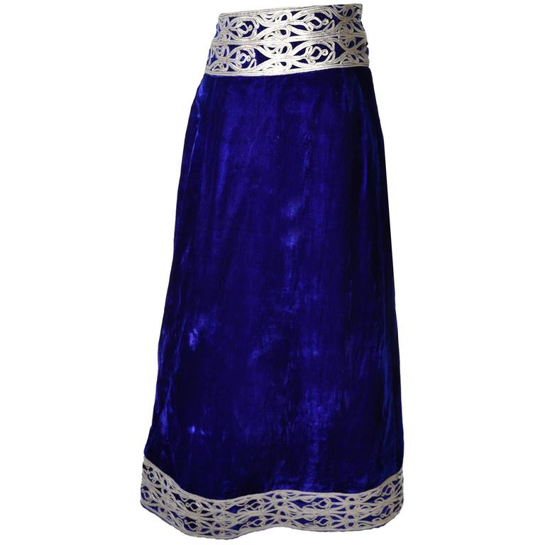 Vintage Afghanistan Blue Velvet Skirt Waistcoat Outfit Pashtun