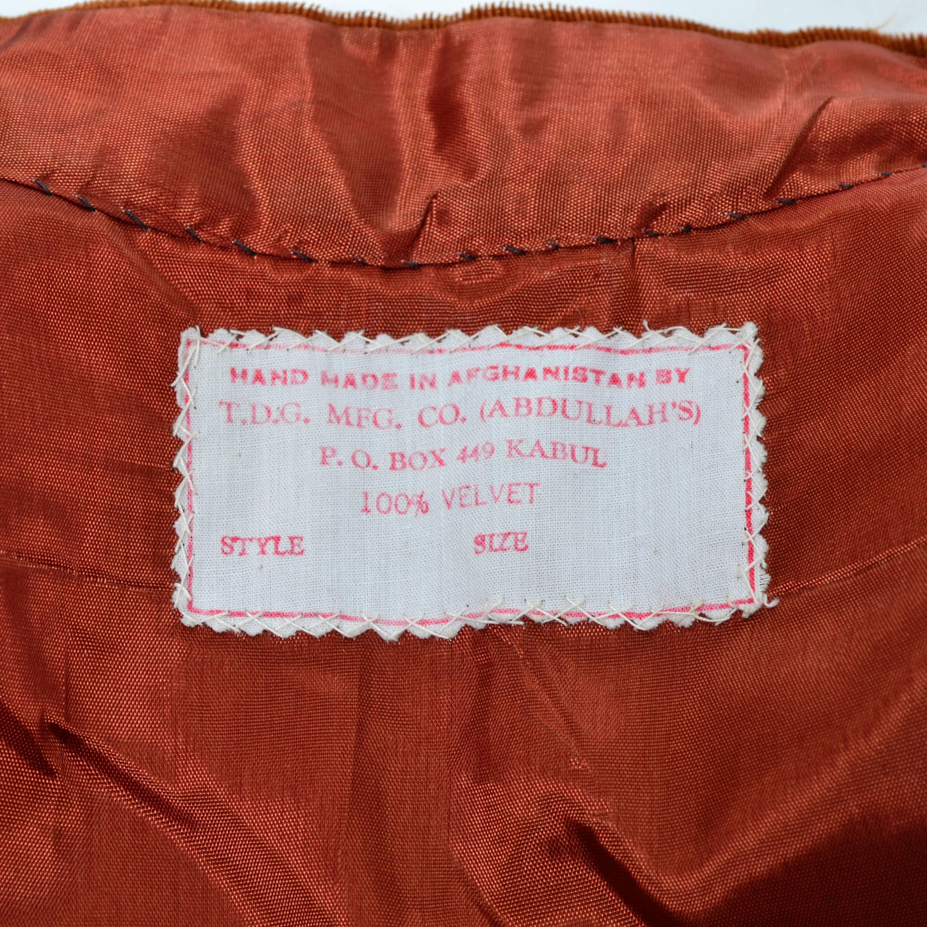 1970s Afghanistan Velvet Pantsuit Bohemian w/ Embroidered Waistcoat & Pants 2