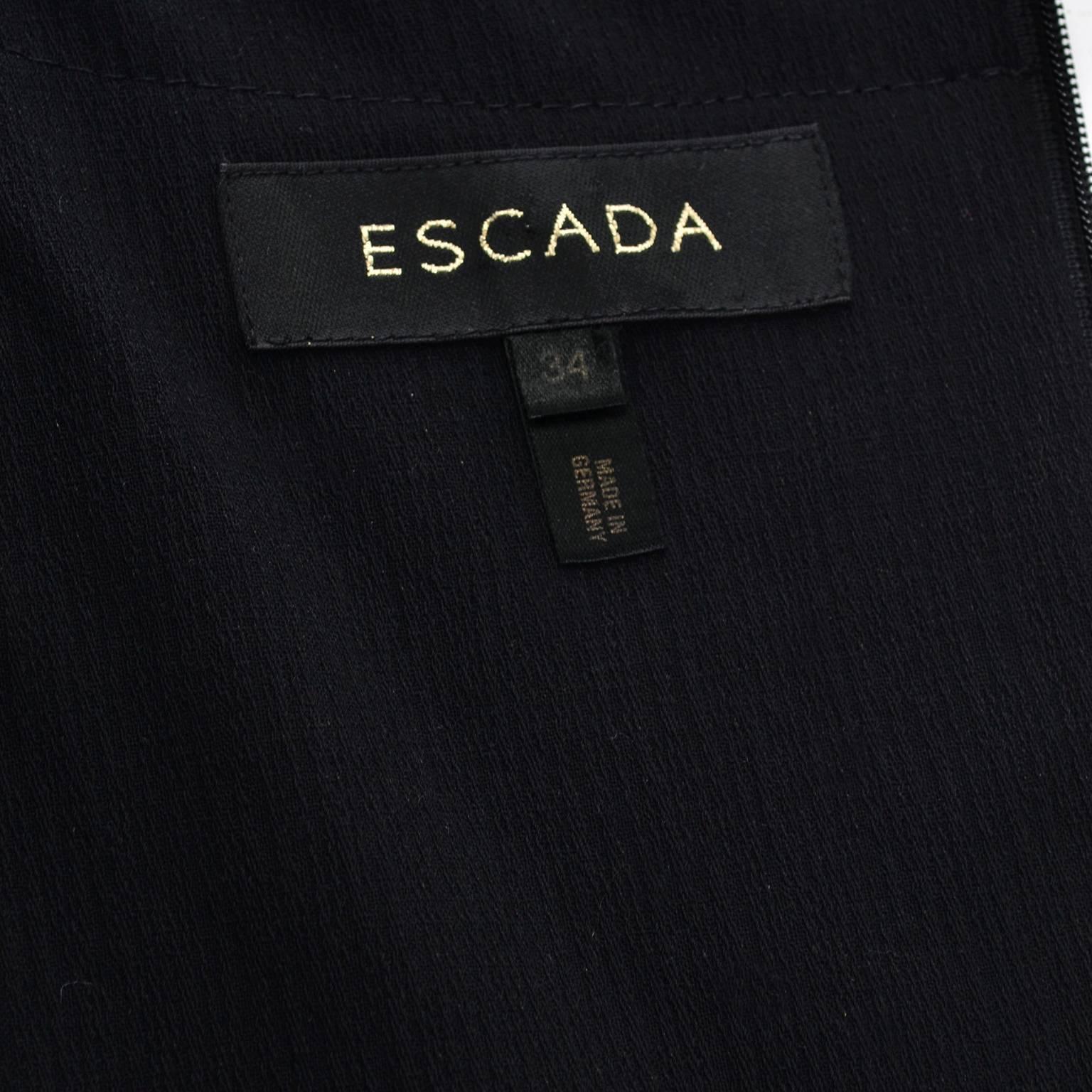 Escada 2 Piece Sleeveless Dress Jacket Suit Logo Buttons Wool Size 4 2