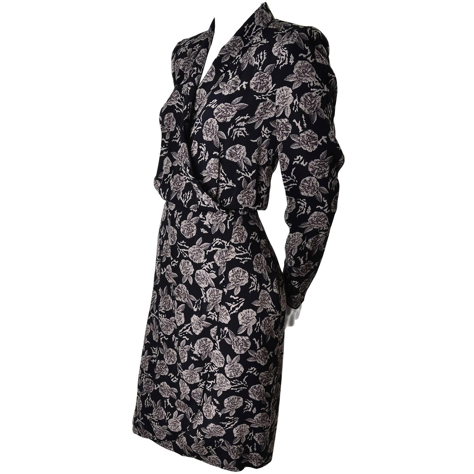 Sonia Rykiel Paris Vintage Floral Wrap Dress Rayon Roses Size 8/10