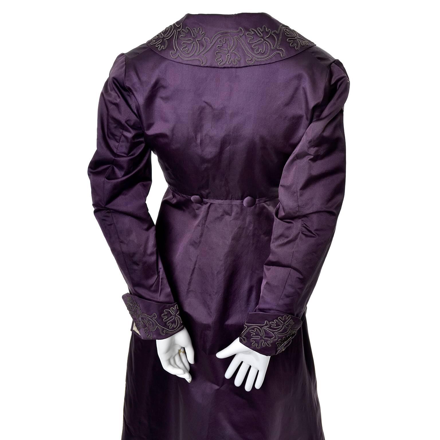 Edwardian Vintage 2pc Dress Skirt Jacket Suit Soutache Trim Purple Silk  In Good Condition In Portland, OR