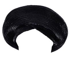 1960s Vintage Christian Dior chapeaux Turban Style Beret Hat Black Coated Straw
