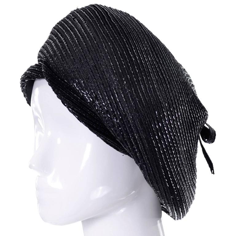 1960s Vintage Christian Dior chapeaux Turban Style Beret Hat Black