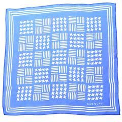 1970s Givenchy Blue Silk Chiffon Stars Vintage Scarf 2