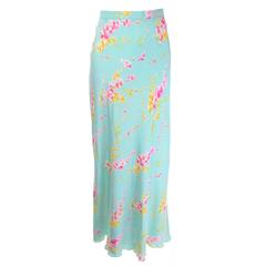 Emanuel Ungaro Paris Parallele Vintage Silk Floral Skirt Italy Size Medium 6