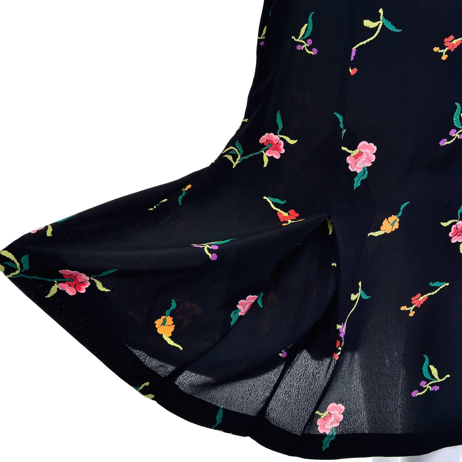 1980s Norma Kamali Vintage Floral Fish tail skirt Size 10  For Sale 2