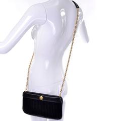 Anne Klein Vintage Black Leather Quilted Handbag Shoulder Bag Lion Logo